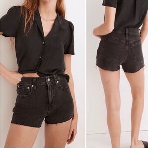 MADEWELL | Black Washed Cutoff Denim Jean Shorts Raw Hem Women’s Size 29 (8)